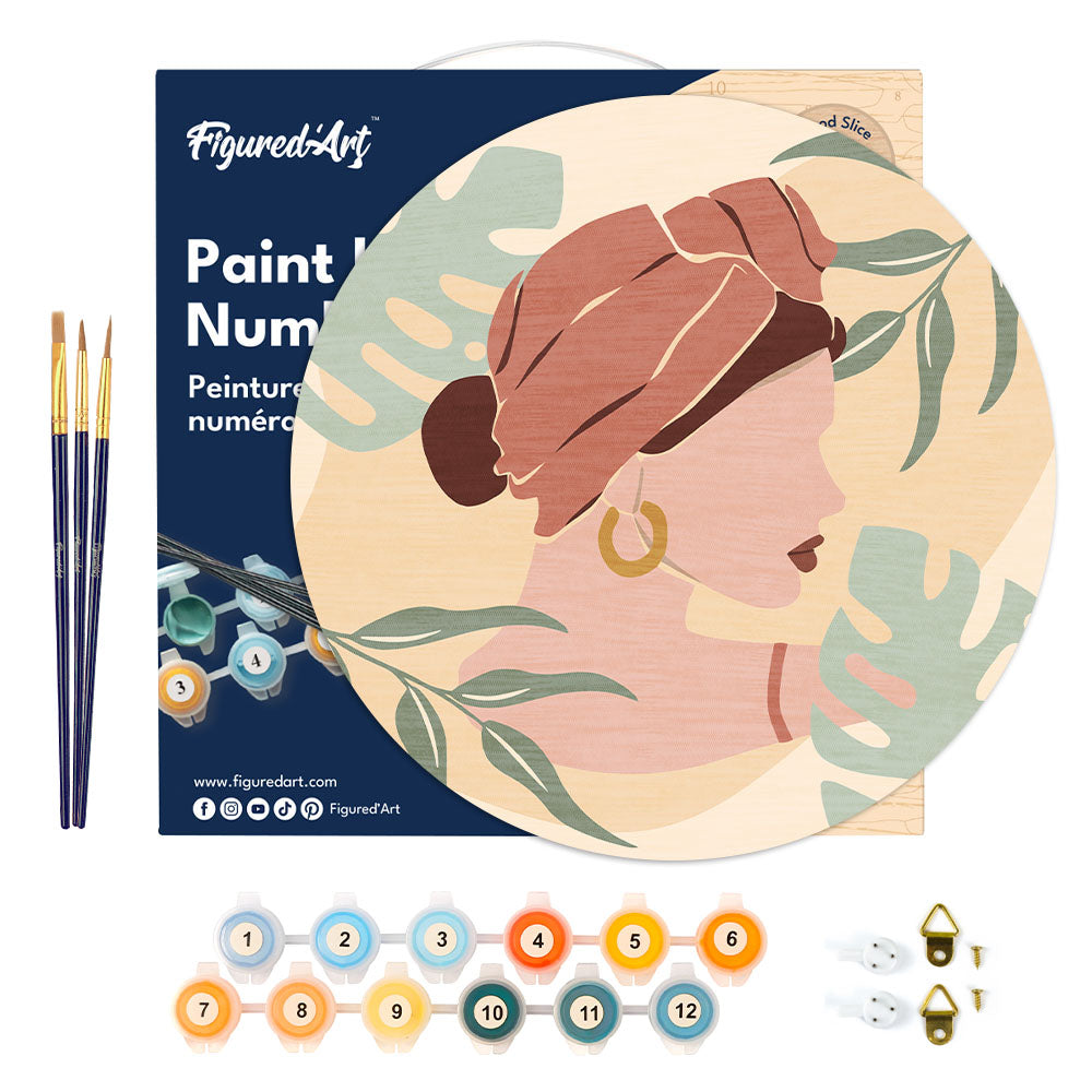 Peinture Par Numéro Sur Disque En Bois - Femme Au Turban De Profil