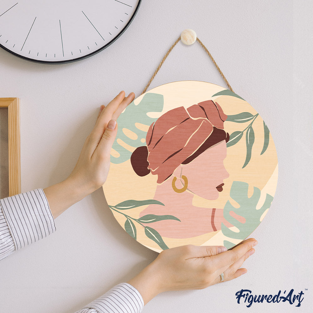 Peinture Par Numéro Sur Disque En Bois - Femme Au Turban De Profil