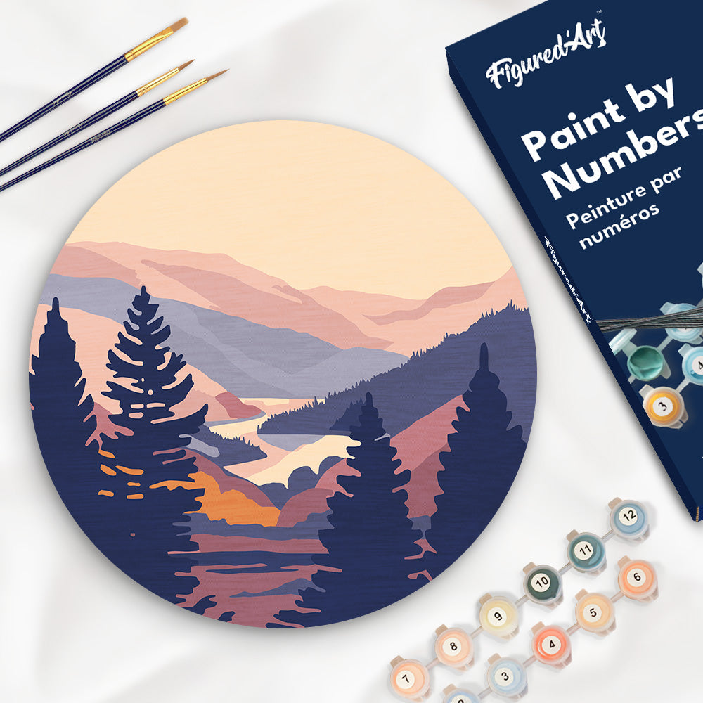 Paint By Numbers On Wooden Disc - Autumn Valley