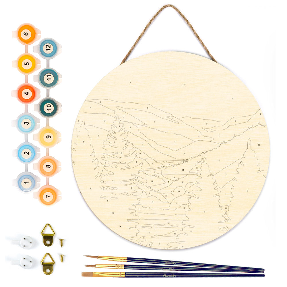 Paint By Numbers On Wooden Disc - Autumn Valley
