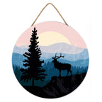 Peinture Par Numéro Sur Disque En Bois - Cerf Majestueux Et Paysage