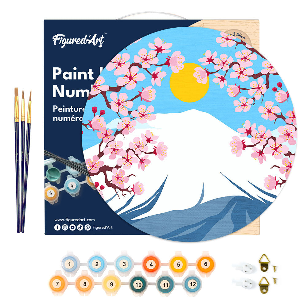 Peinture Par Numéro Sur Disque En Bois - Le Mont Fuji