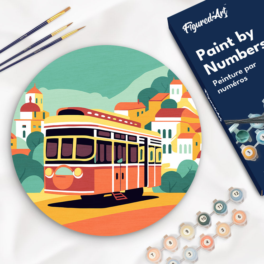 Pintura por números sobre disco de madera - Lisboa