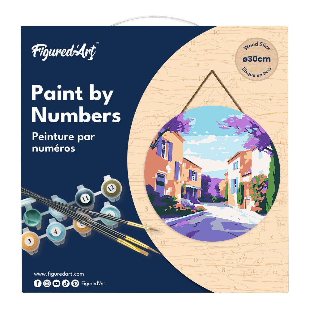 Pintura por números sobre disco de madera - Primavera en Provenza