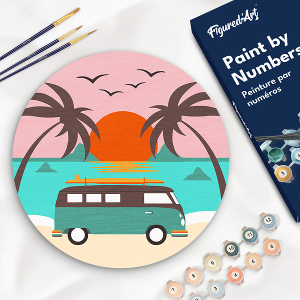 Paint by Numbers on Wooden Disc - Malibu Beach