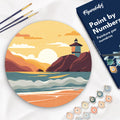 Pintura por números sobre disco de madera - Playa de Malibú