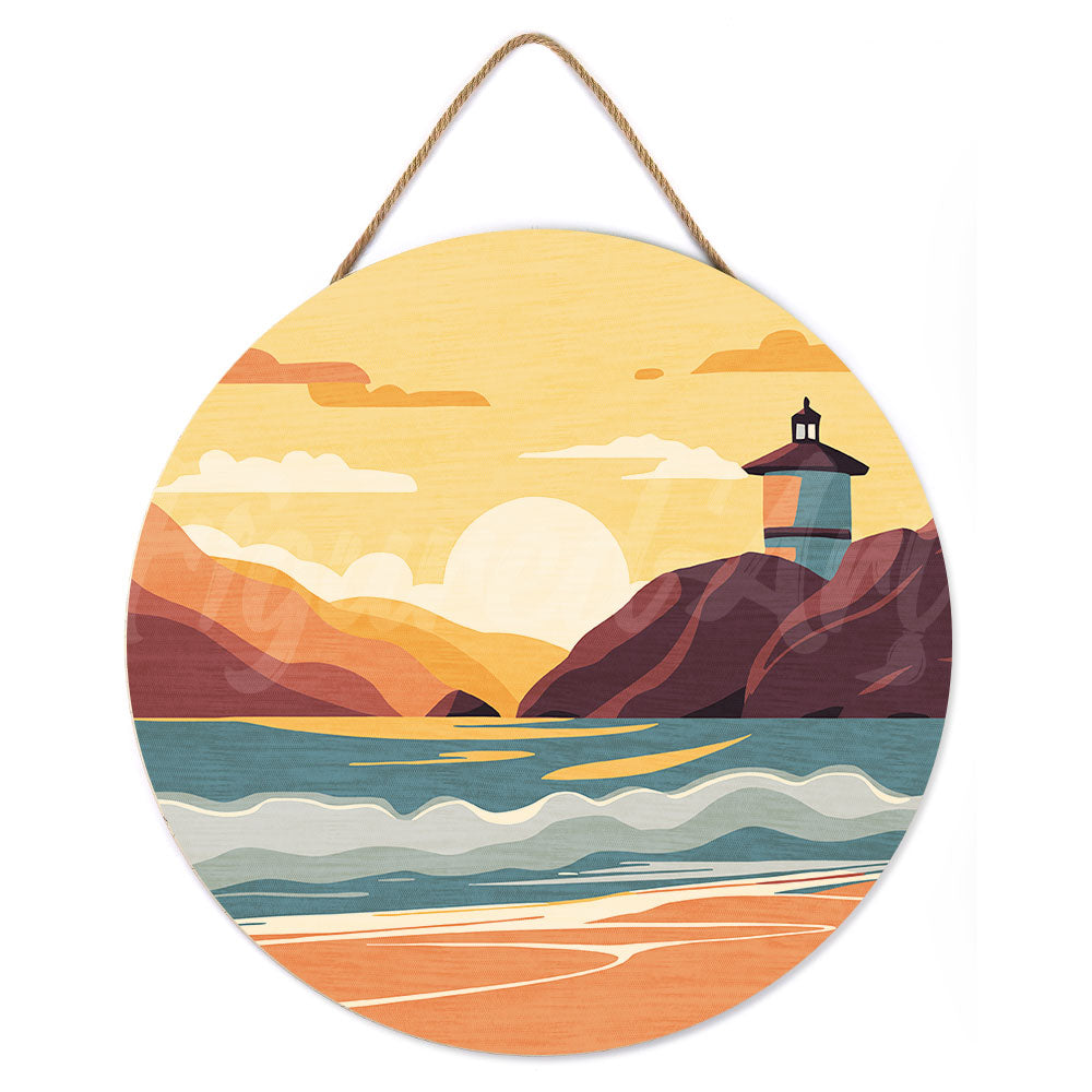 Pintura por números sobre disco de madera - Playa de Malibú