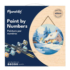 Peinture Par Numéro Sur Disque En Bois - Chalet En Hiver