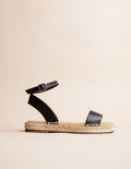 Espadrilles Plates Rioja - Cuir Noir - Femme