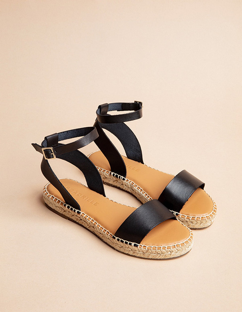 Espadrilles Plates Rioja - Cuir Noir - Femme