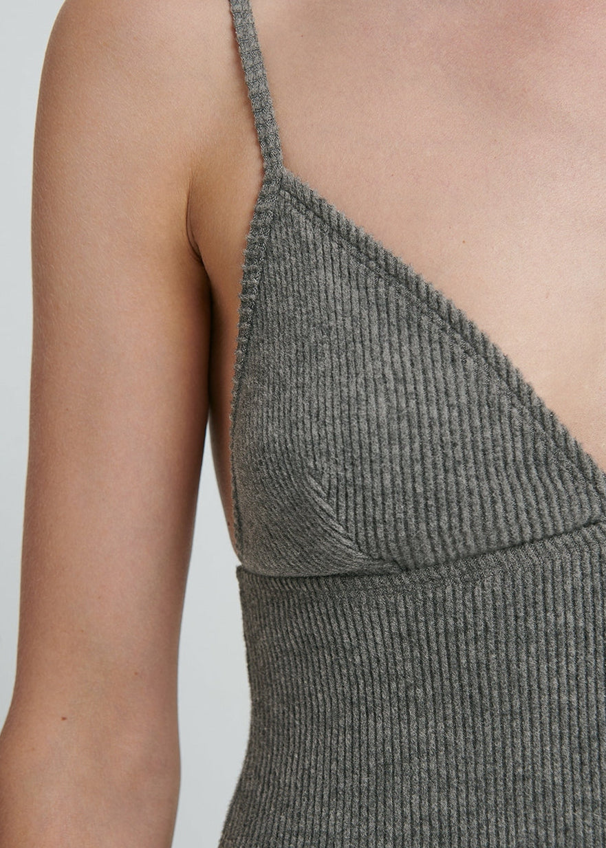 American Vintage - Thin Strap V-Neck Dress - Anthracite Marl - Women
