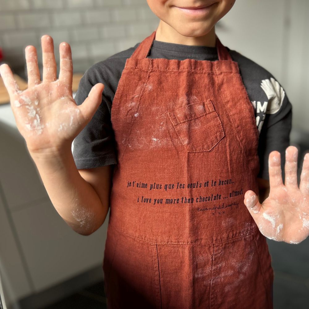 Tablier De Cuisine En Lin Lavé Pour Enfant - Orange
