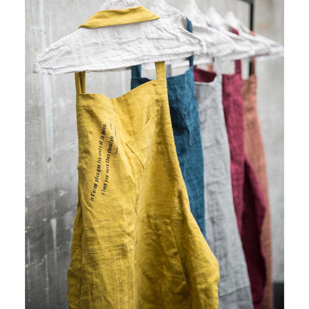Tablier De Cuisine En Lin Lavé Pour Enfant - Jaune