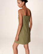 Rivoli Short Dress Square Neckline Green