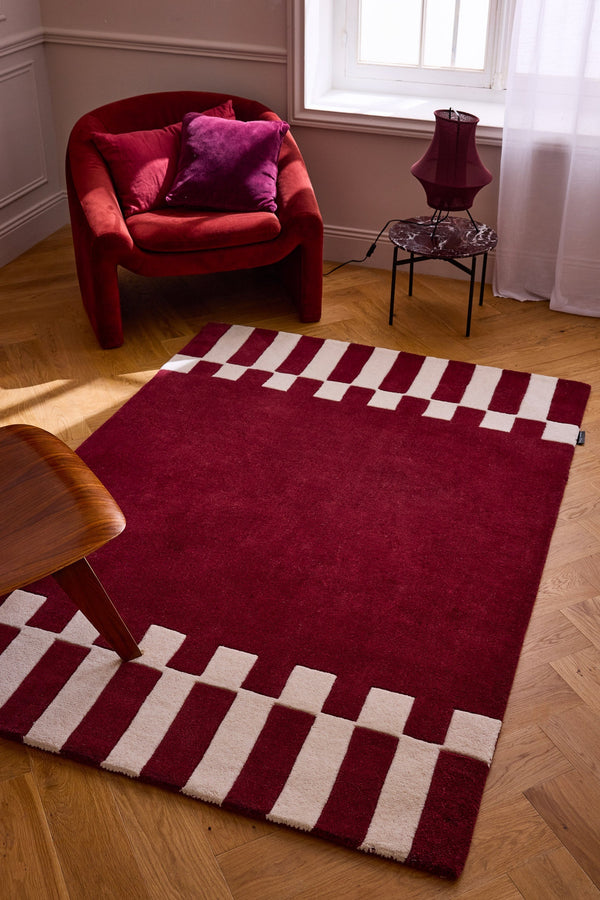 Rouge d'orage – Geometric wool rug - burgundy Rouge d'orage