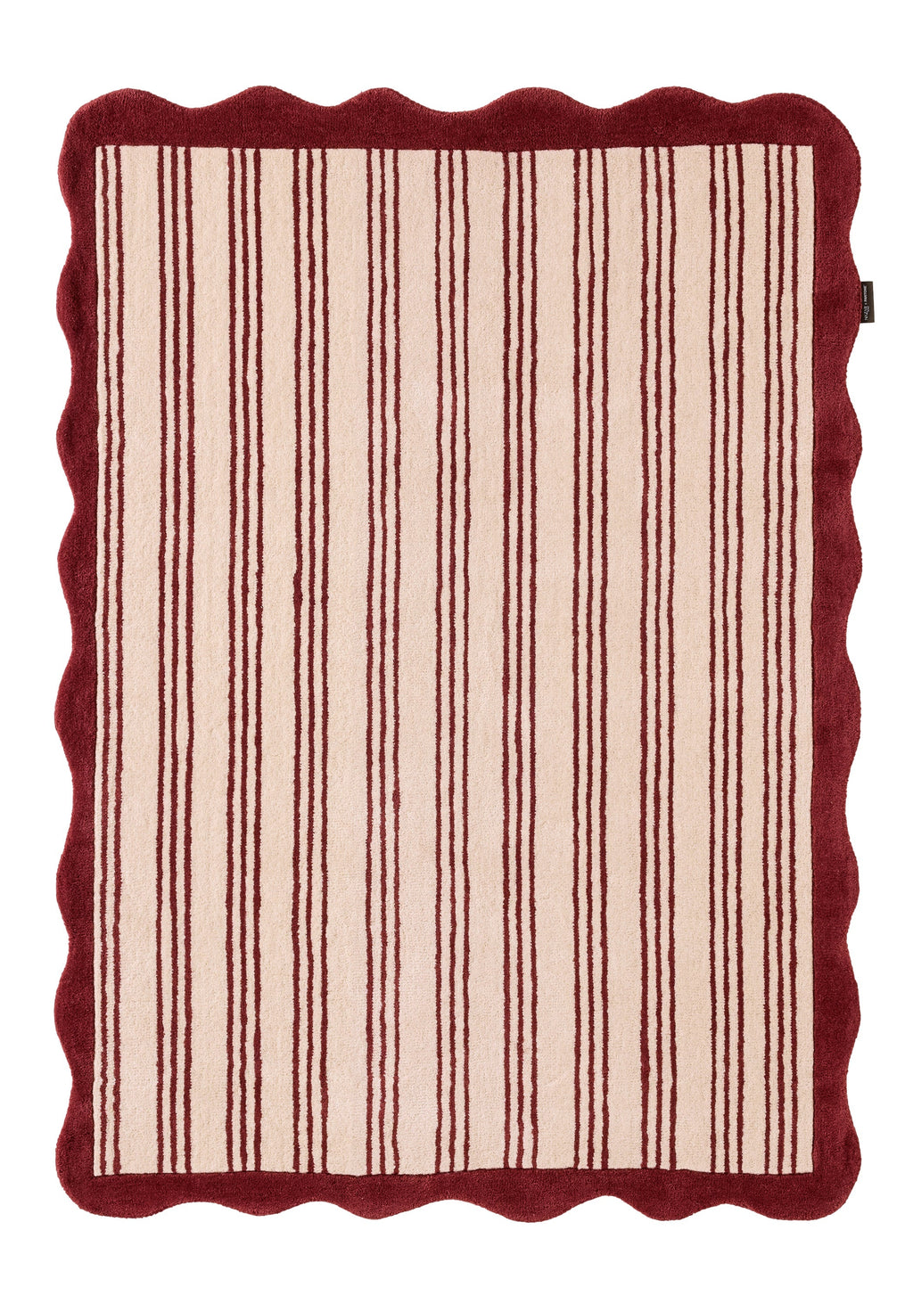 Rouge d'orage – Tapis en laine à rayure - bordeaux Rouge d'orage
