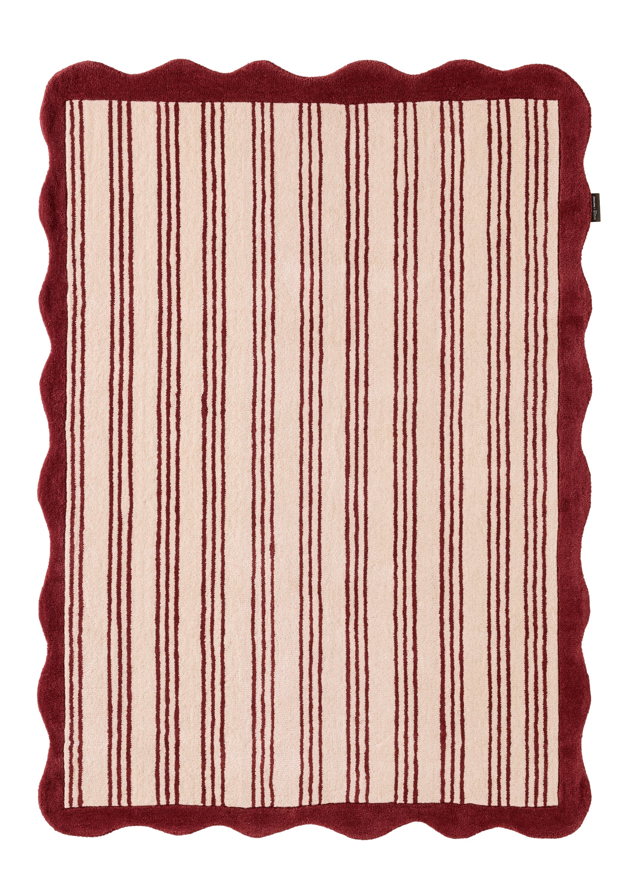 Rouge d'orage – Tapis en laine à rayure - bordeaux Rouge d'orage