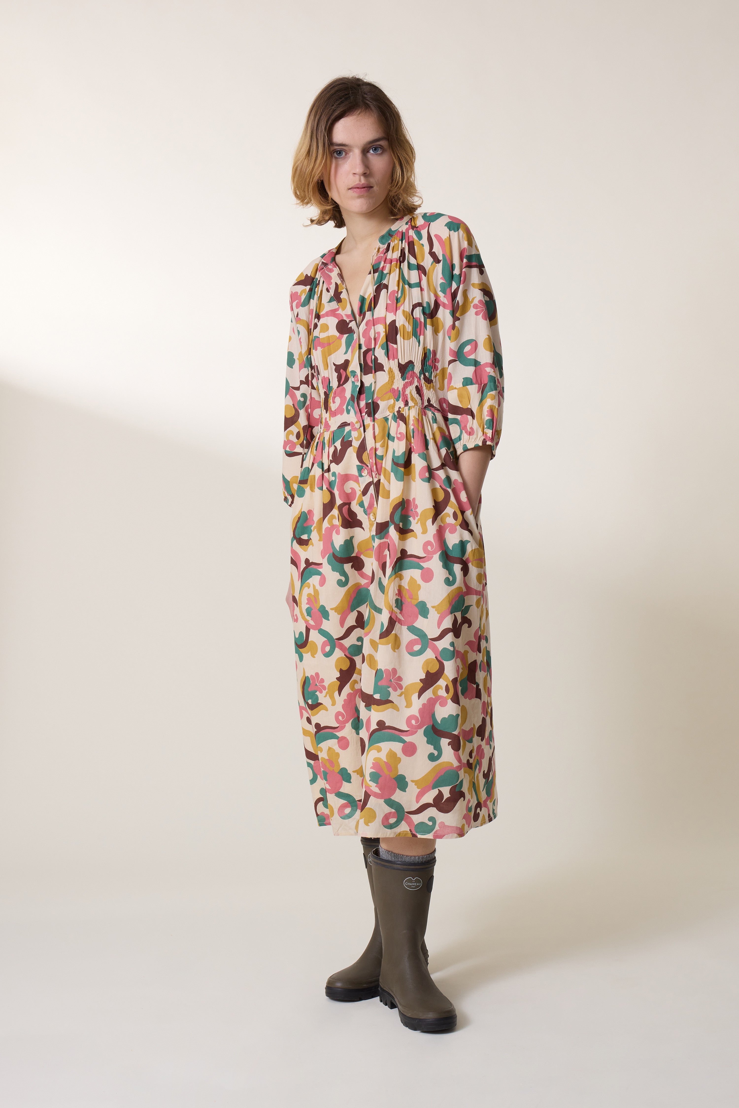 Roudy Patch Dress - Vanilla
