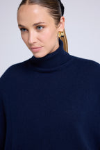 Rolanda Roll-Neck Poncho Jumper - Navy Blue