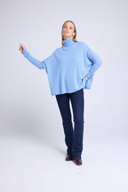 Jersey Cuello Vuelto Poncho Rolanda - Azul Cielo
