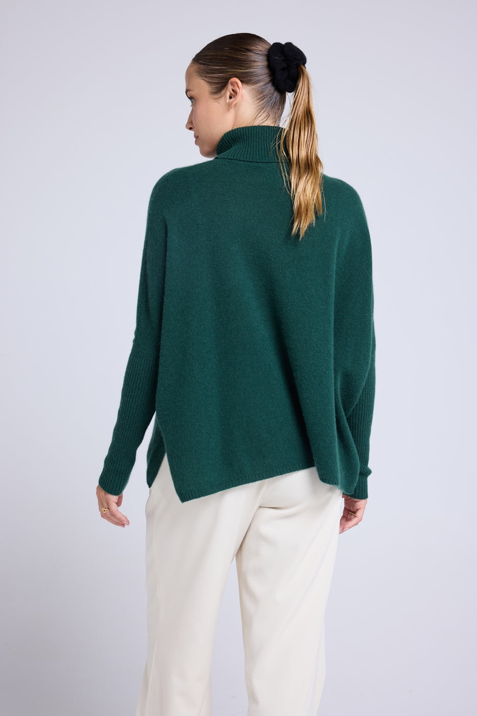 Pull Col Roule Poncho Rolanda - Vert Bouteille