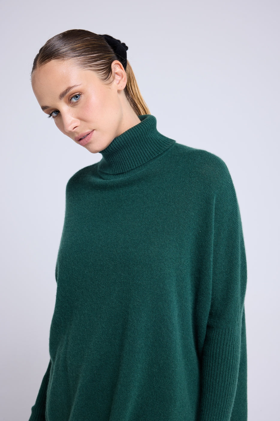 Pull Col Roule Poncho Rolanda - Vert Bouteille