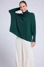 Pull Col Roule Poncho Rolanda - Vert Bouteille