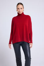 Jersey de Cuello Vuelto Poncho Rolanda - Rojo Burdeos