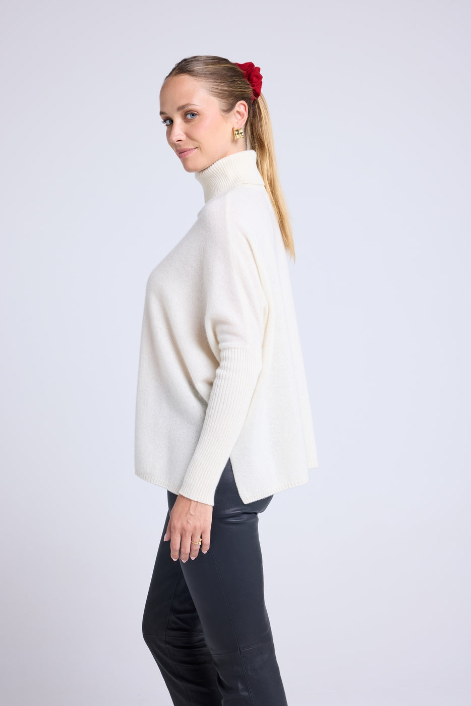 Jersey Cuello Vuelto Poncho Rolanda - Blanco