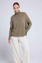 Rolanda Roll-Neck Poncho Jumper - Khaki Green