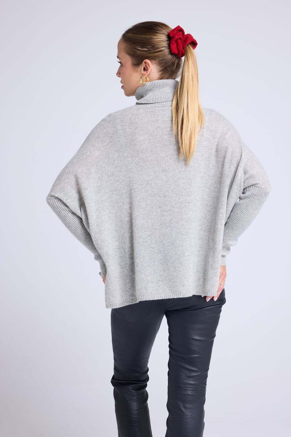 Pull Col Roule Poncho Rolanda - Gris Clair