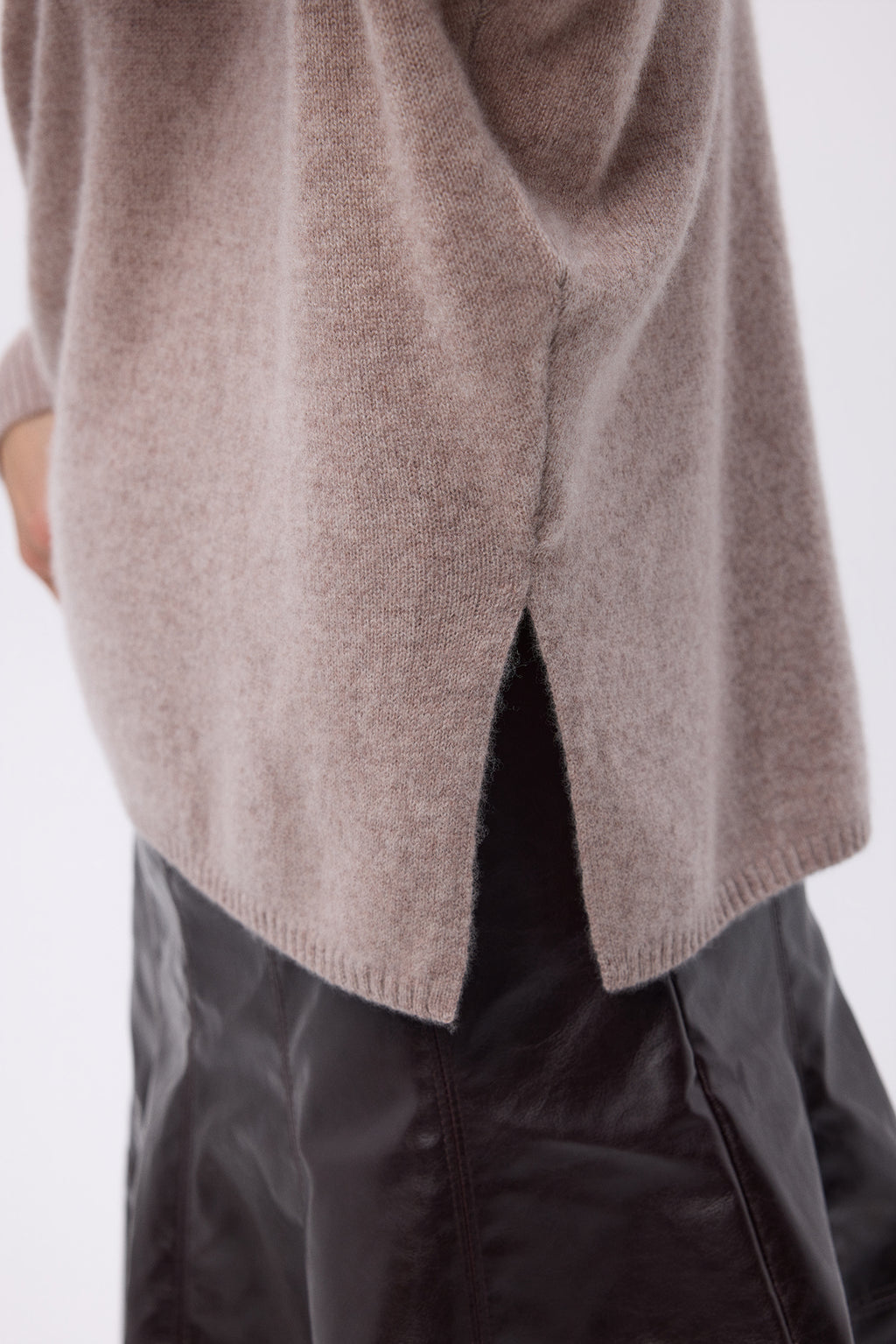 Poncho-Rollkragenpullover F Rolanda - Taupe - Damen