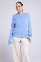 Pull Col Rond Oversize Romy - Bleu Ciel