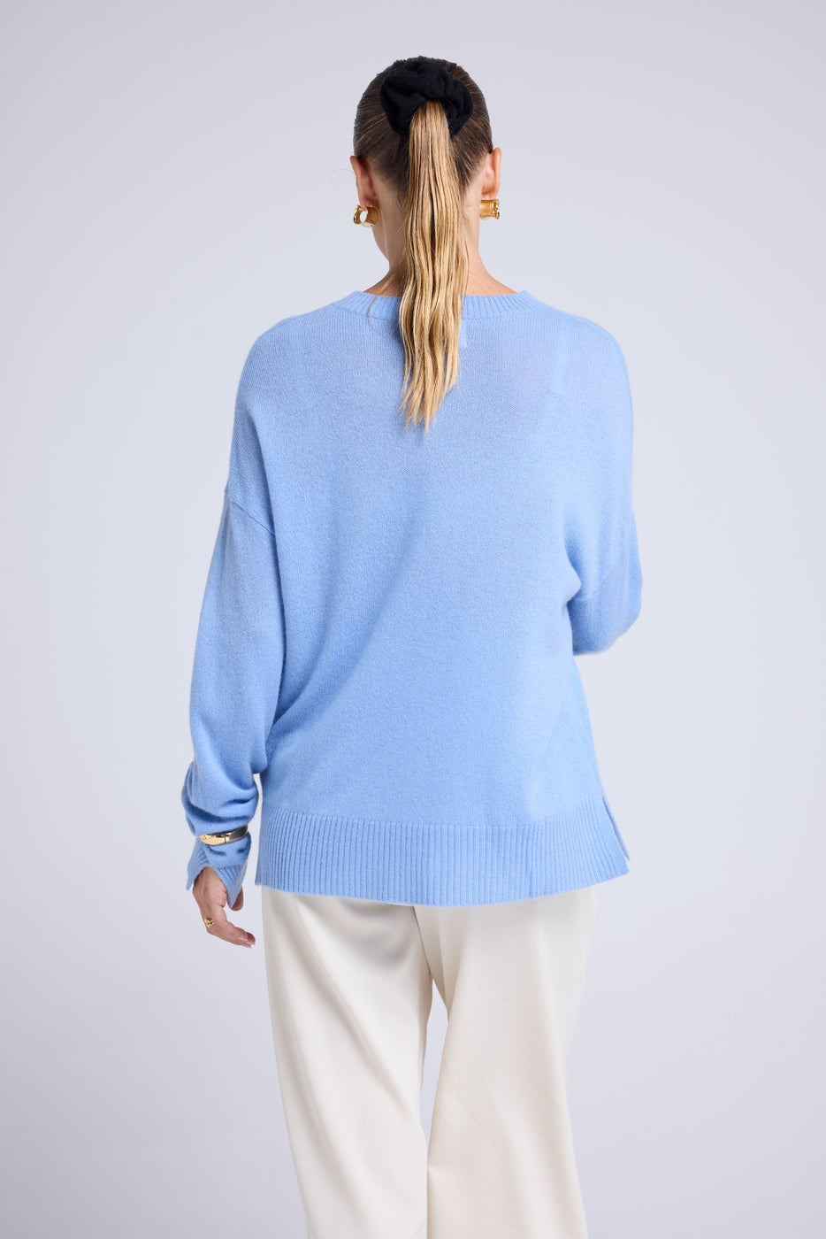 Pull Col Rond Oversize Romy - Bleu Ciel