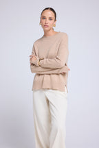 Romy Oversized Crew-Neck Jumper - Cream Beige