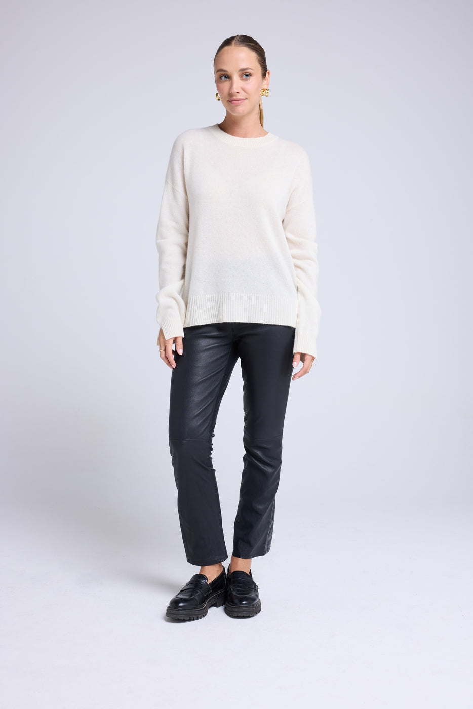 Pull Col Rond Oversize Romy - Blanc