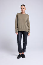 Jersey de Cuello Redondo Oversize Romy - Verde Caqui