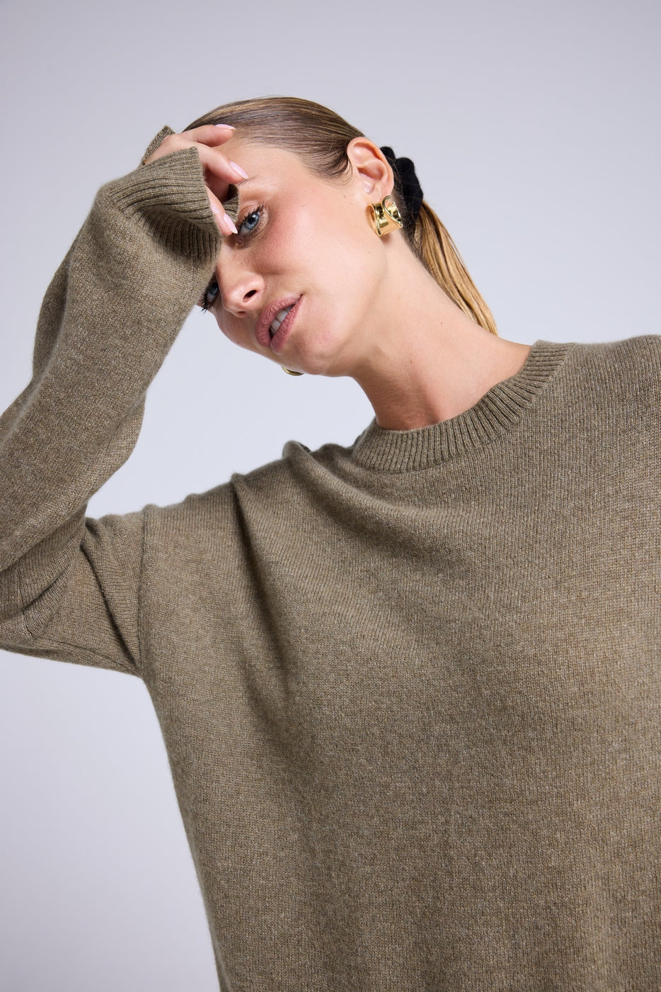 Jersey de Cuello Redondo Oversize Romy - Verde Caqui