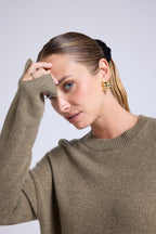 Jersey de Cuello Redondo Oversize Romy - Verde Caqui