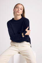 Oversized Romy Crew-Neck Jumper - Navy Blue