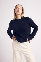 Oversized Romy Crew-Neck Jumper - Navy Blue