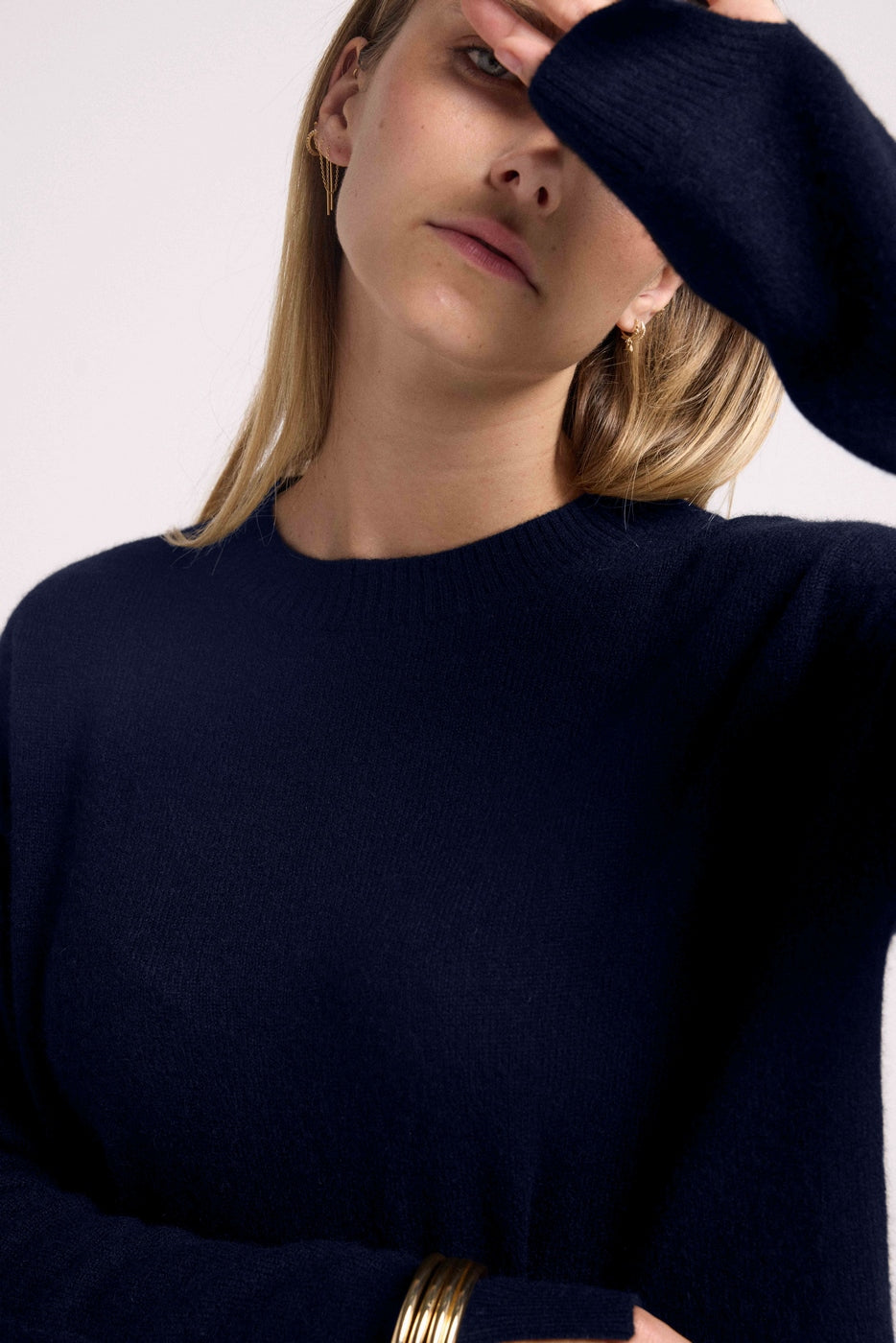 Oversized Romy Crew-Neck Jumper - Navy Blue