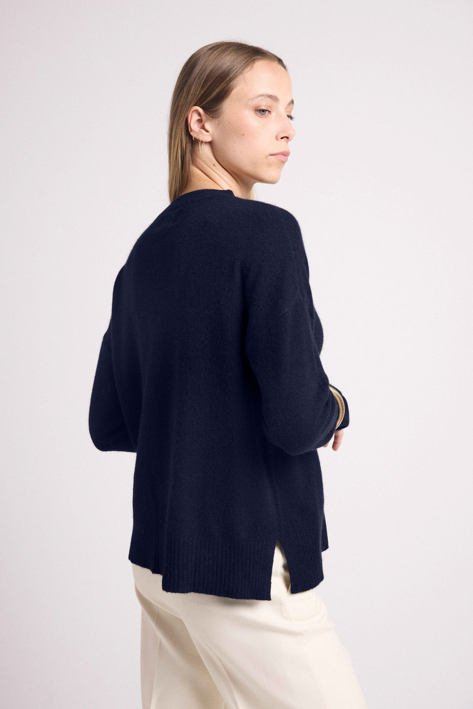 Oversized Romy Crew-Neck Jumper - Navy Blue