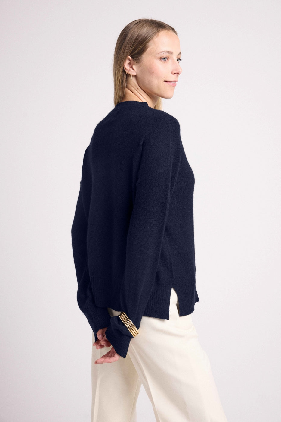 Oversized Romy Crew-Neck Jumper - Navy Blue