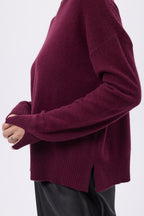 Jersey Romy oversize de cuello redondo - Burdeos - Mujer