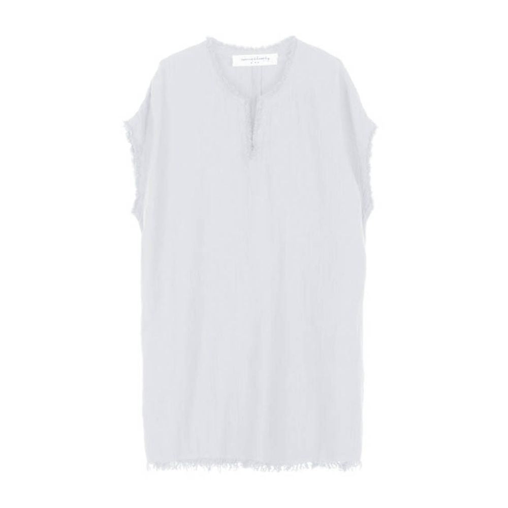 Vestido con flecos de gasa de algodón - Blanco