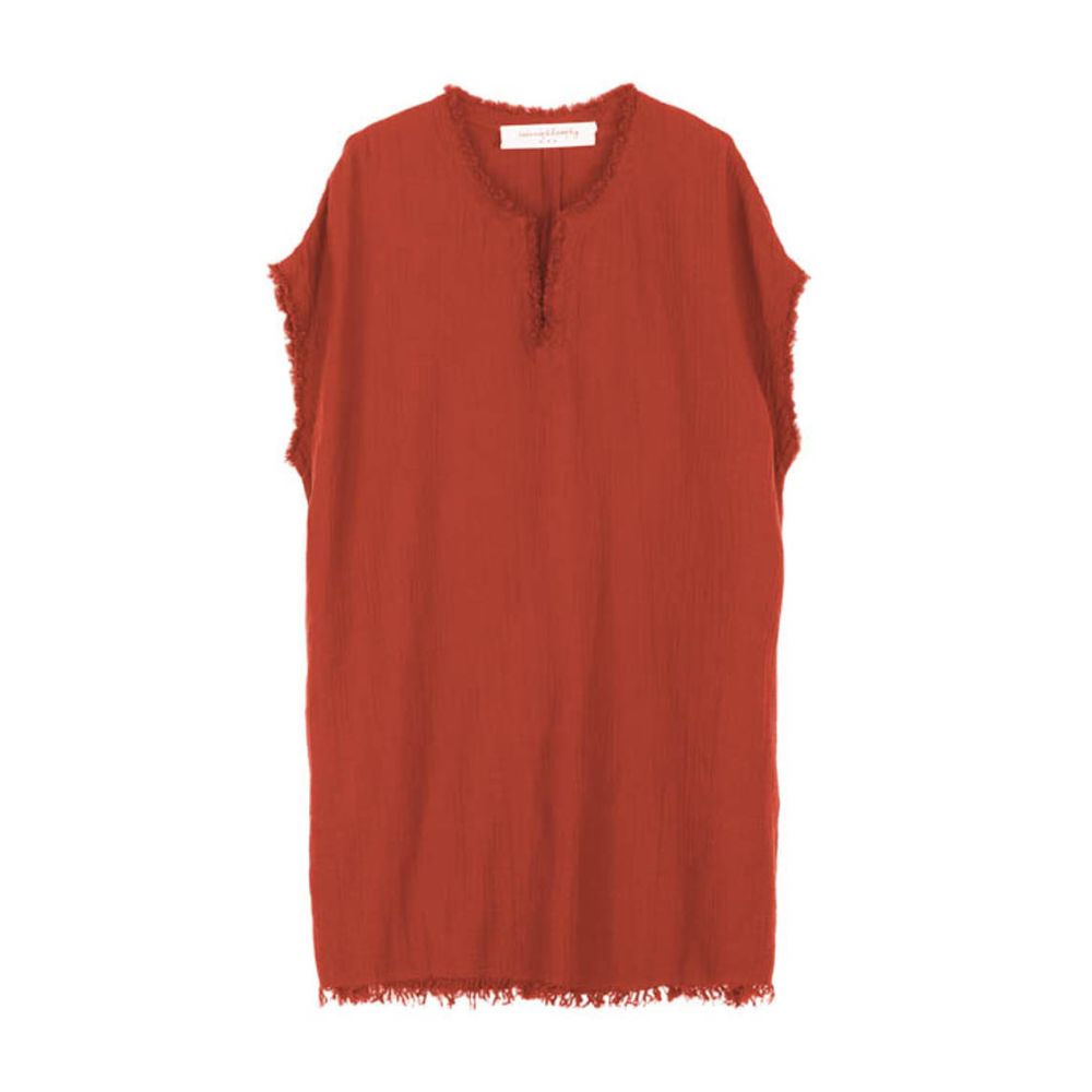 Robe Frangée En Gaze De Coton - Rouge
