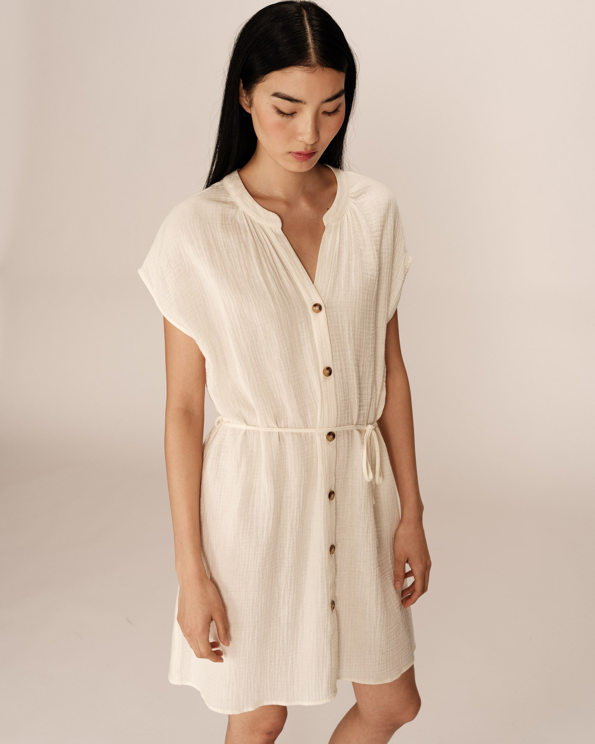 Rozana Short Dress - Ecru