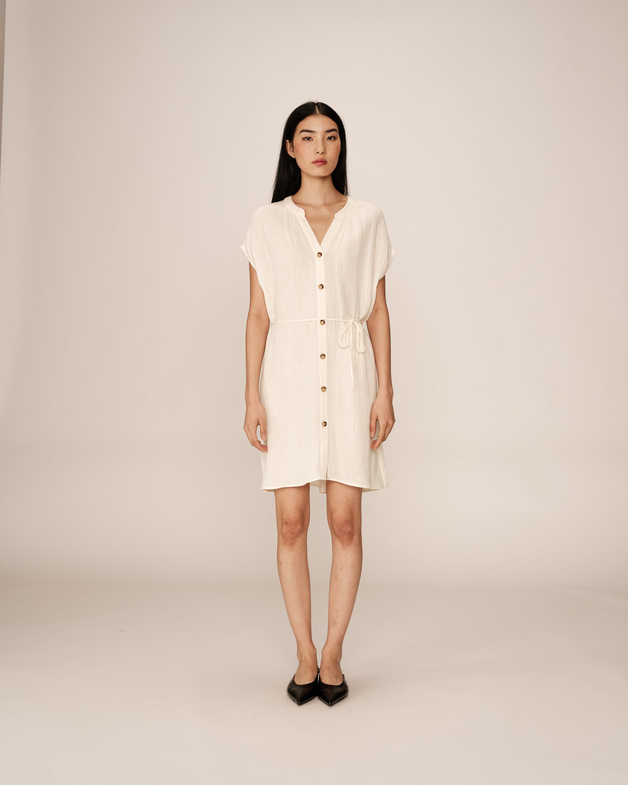 Rozana Short Dress - Ecru
