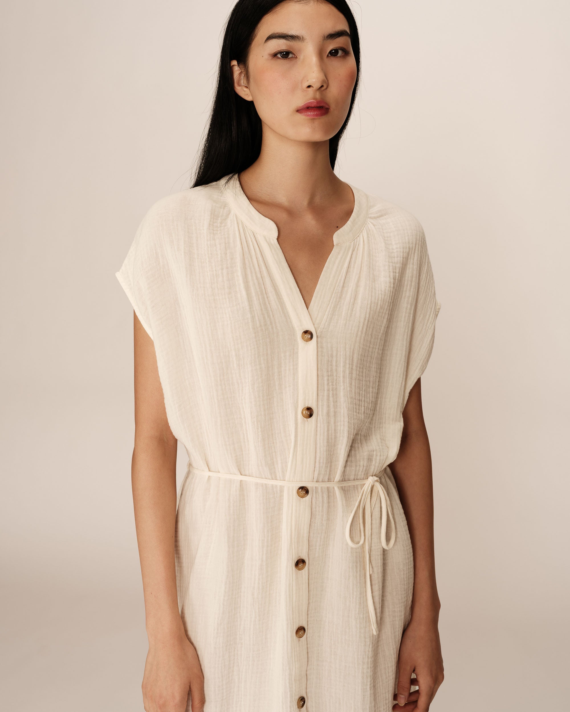 Rozana Short Dress - Ecru